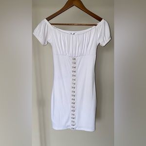 Off shoulder white corset dress